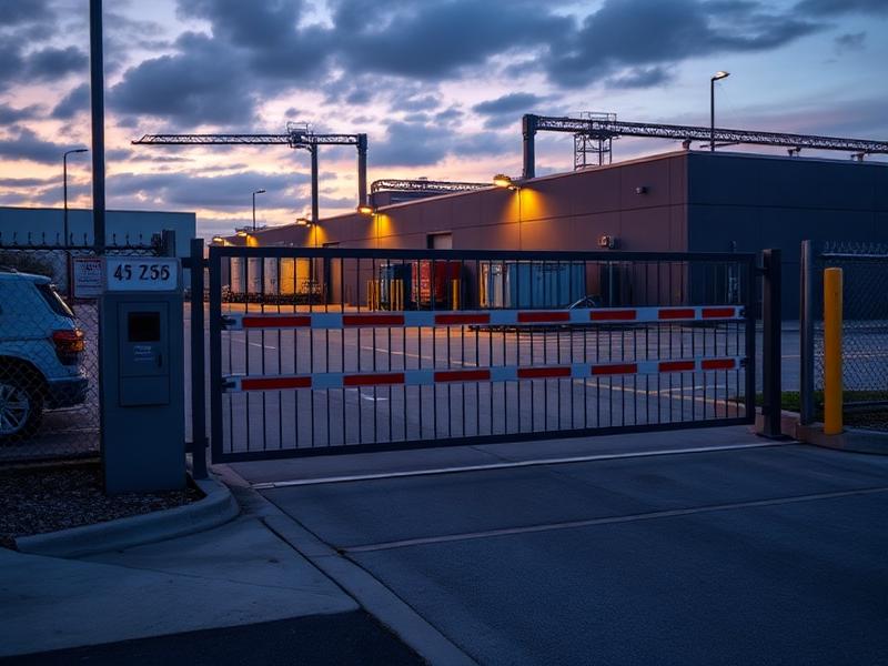 Portail automatique et barrière levante à l'entrée d'un site industriel